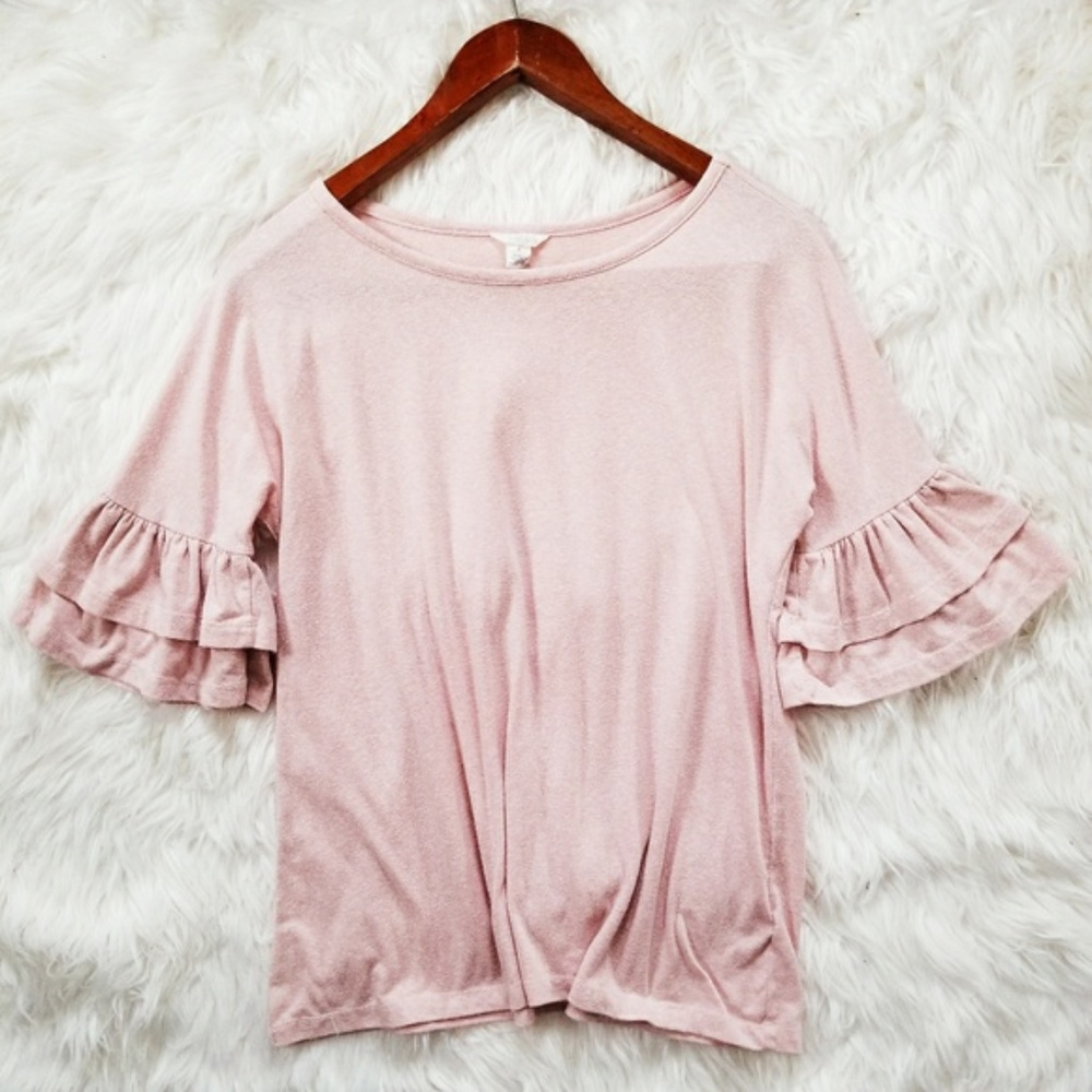 CASLON PINK 2 TIER BELL RUFFLE SLEEVE TOP SMALL - Picture 2 of 7